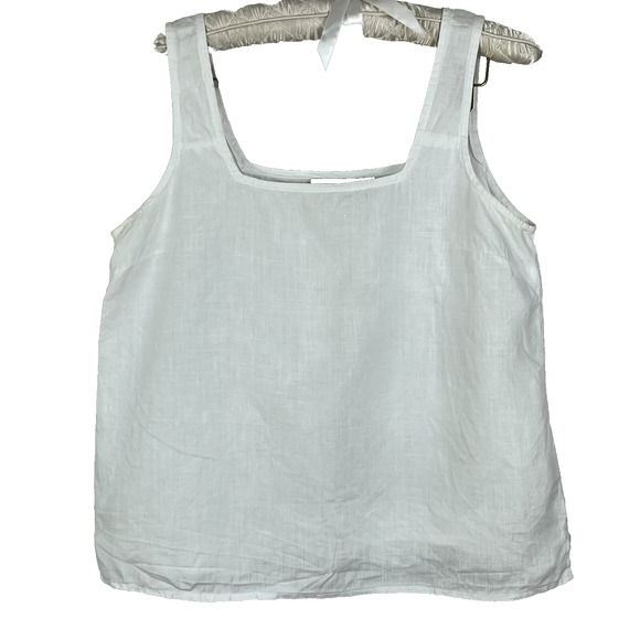 Tahari Tank Top Women's Size Medium White Sleeveless 100% Hemp - Picture 1 of 7